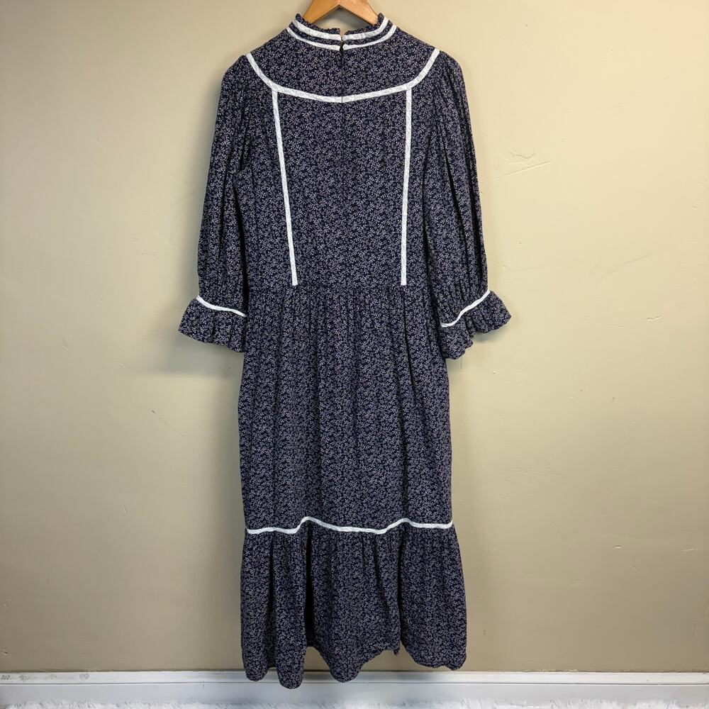 Anthropologie Meadows Amaryllis Blue White Floral Peasant Boho Dress Size 6 - Picture 3 of 7